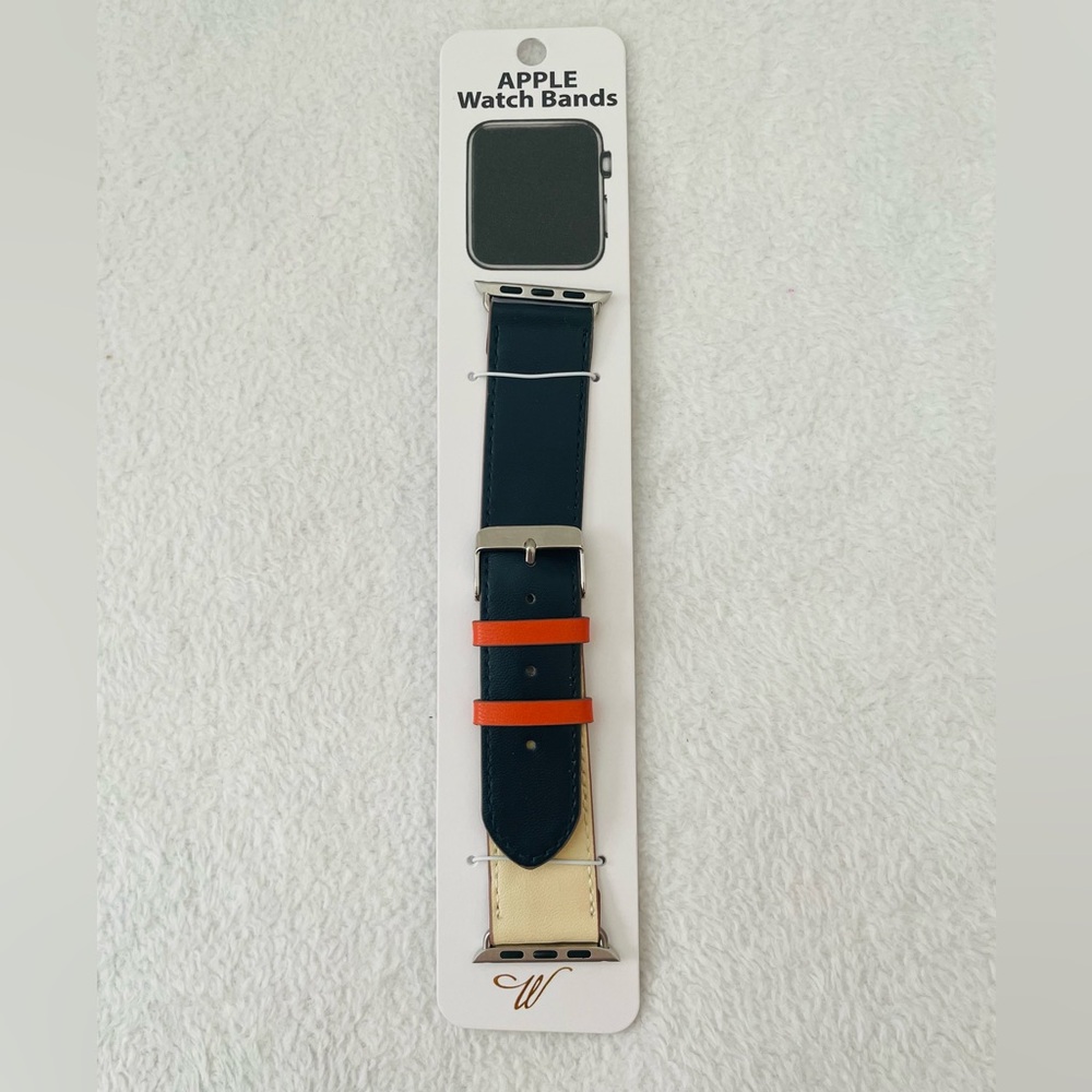 Smart Watch Wrist Band 38/40 mm Cream Navy Blue Unisex Faux Leather Accessories